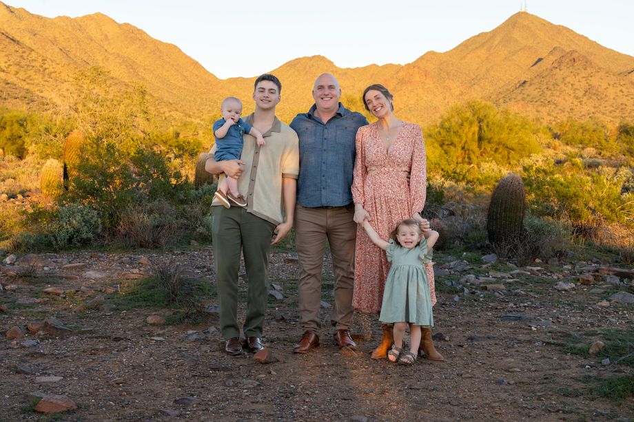 Nathan Bowlin with his family in the Arizona desert